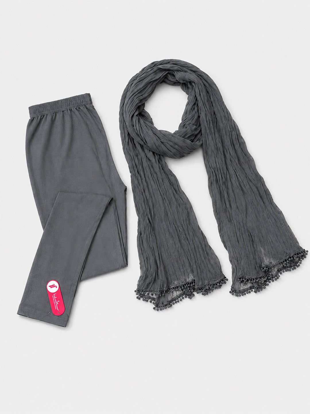 Grey Ankle Leggings with Shawl Combo