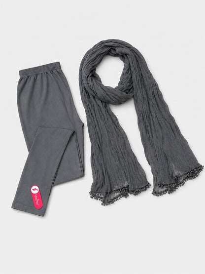 Grey Ankle Leggings with Shawl Combo