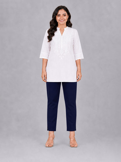 Navy Woven Kurti Pant