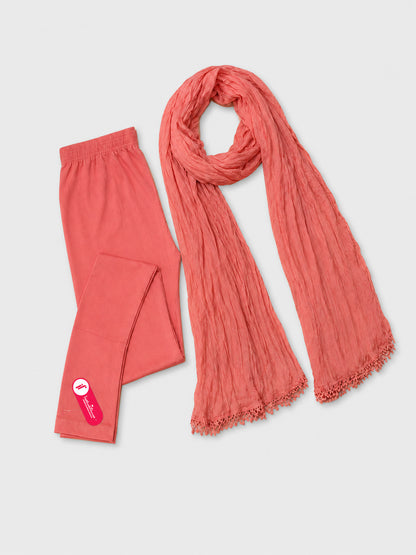 Tea rose Ankle Leggings with Shawl Combo