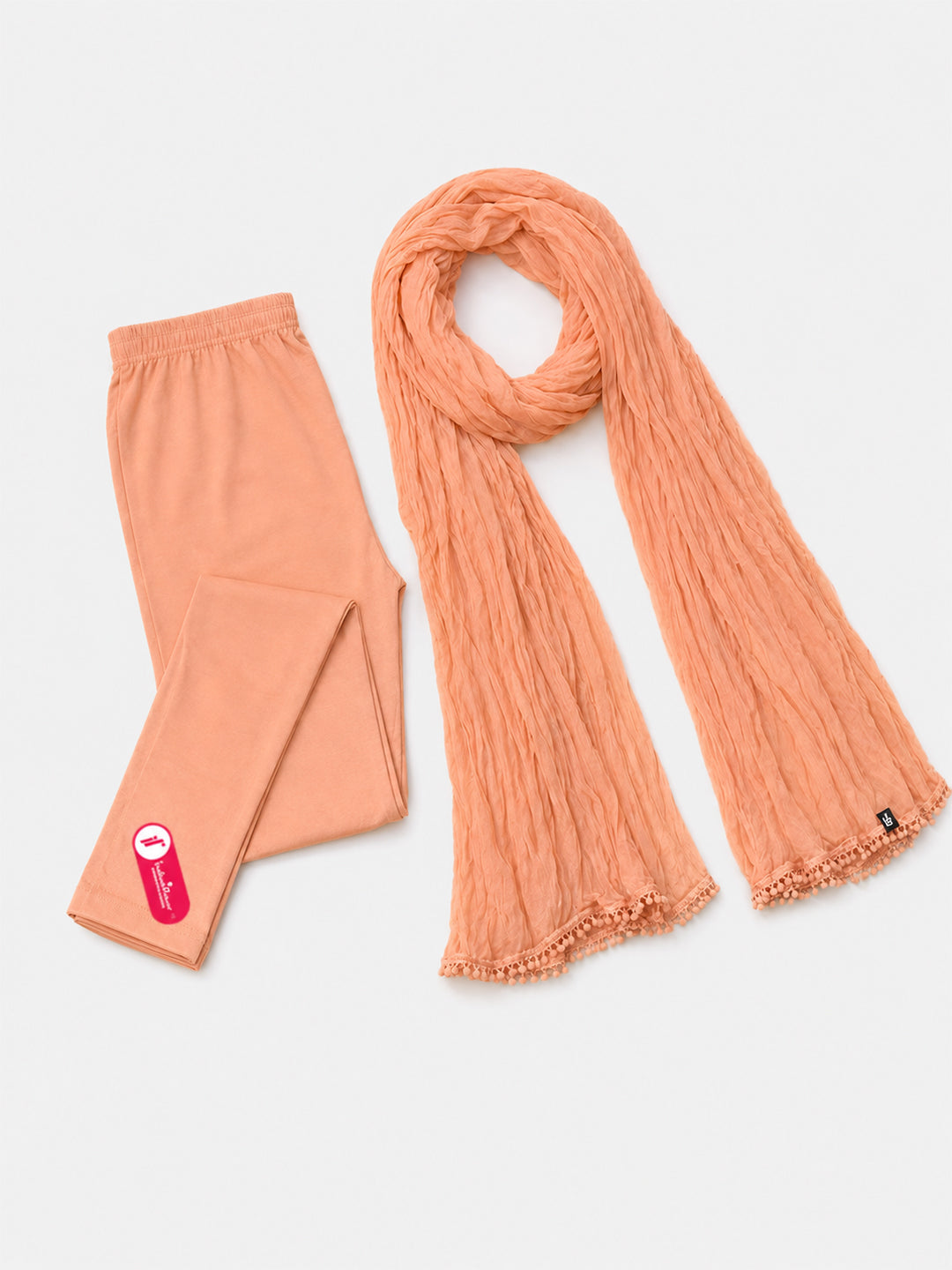 Terra Kotta Ankle Leggings with Shawl Combo