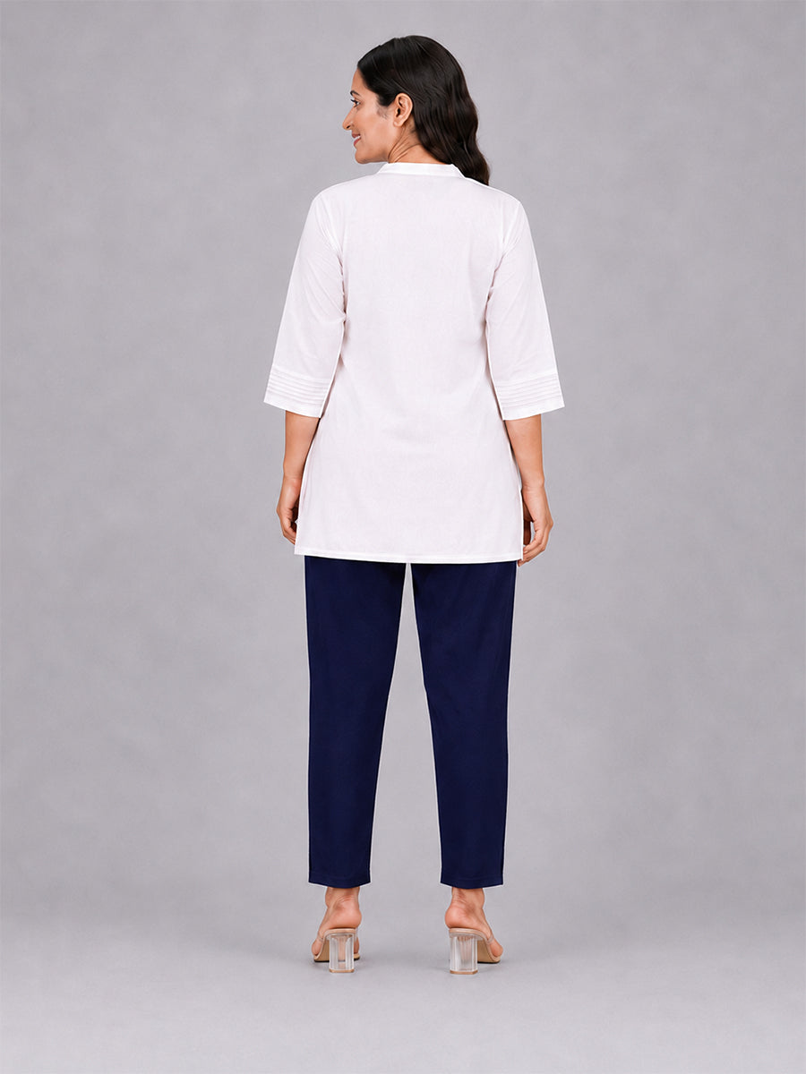 Navy Woven Kurti Pant