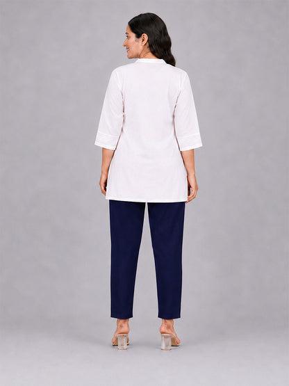 Navy Woven Kurti Pant