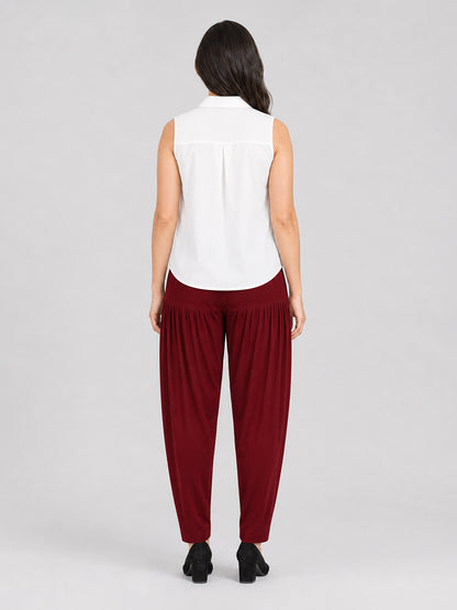 Maroon Cotton Patiala Pants