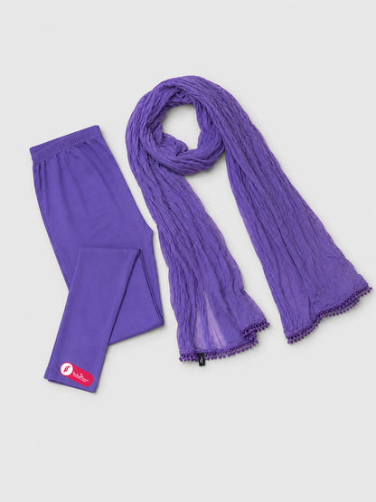 Lavender Ankle Leggings with Shawl Combo