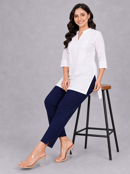 Navy Woven Kurti Pant