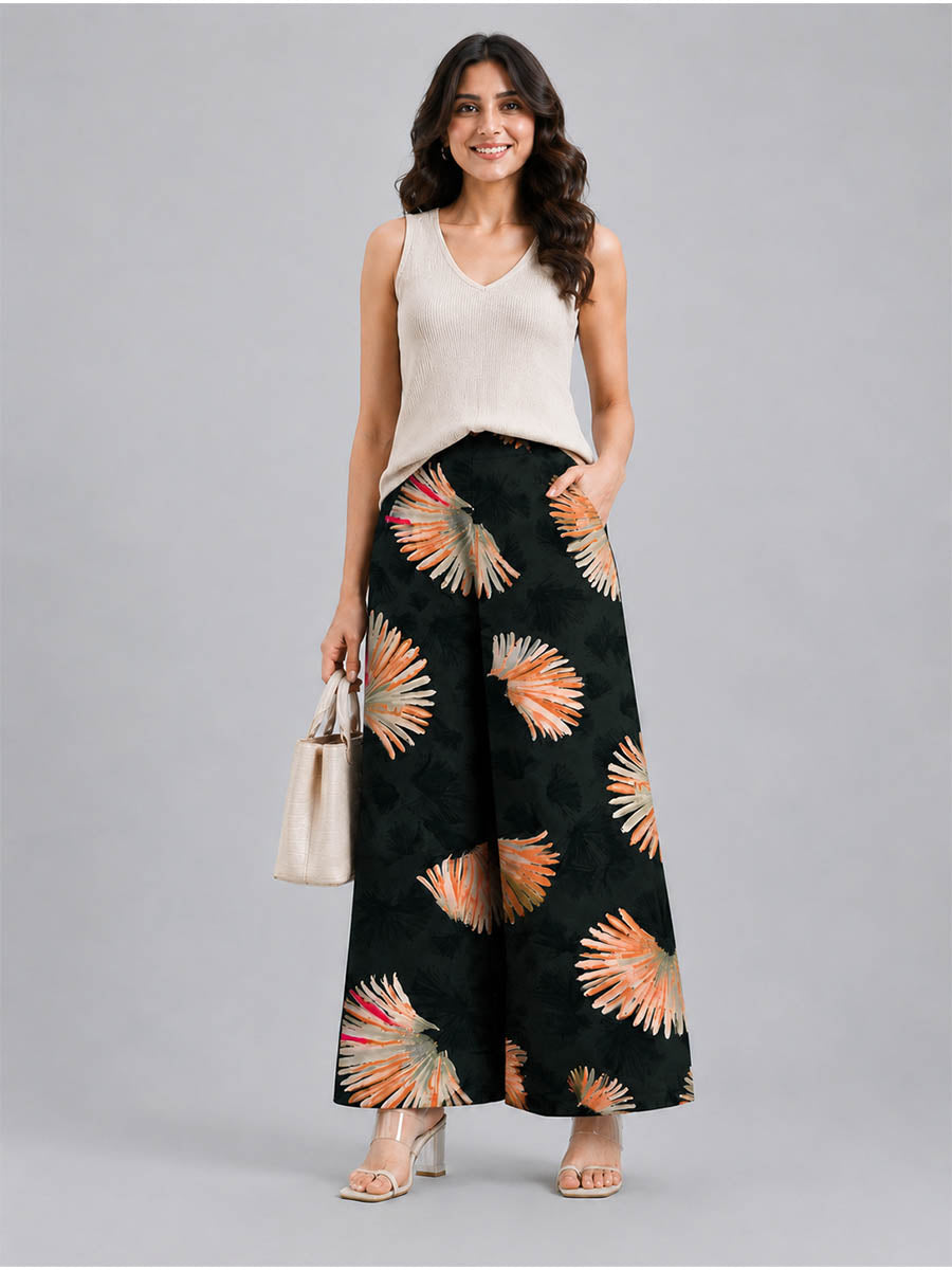 Black feather Printed Palazzo