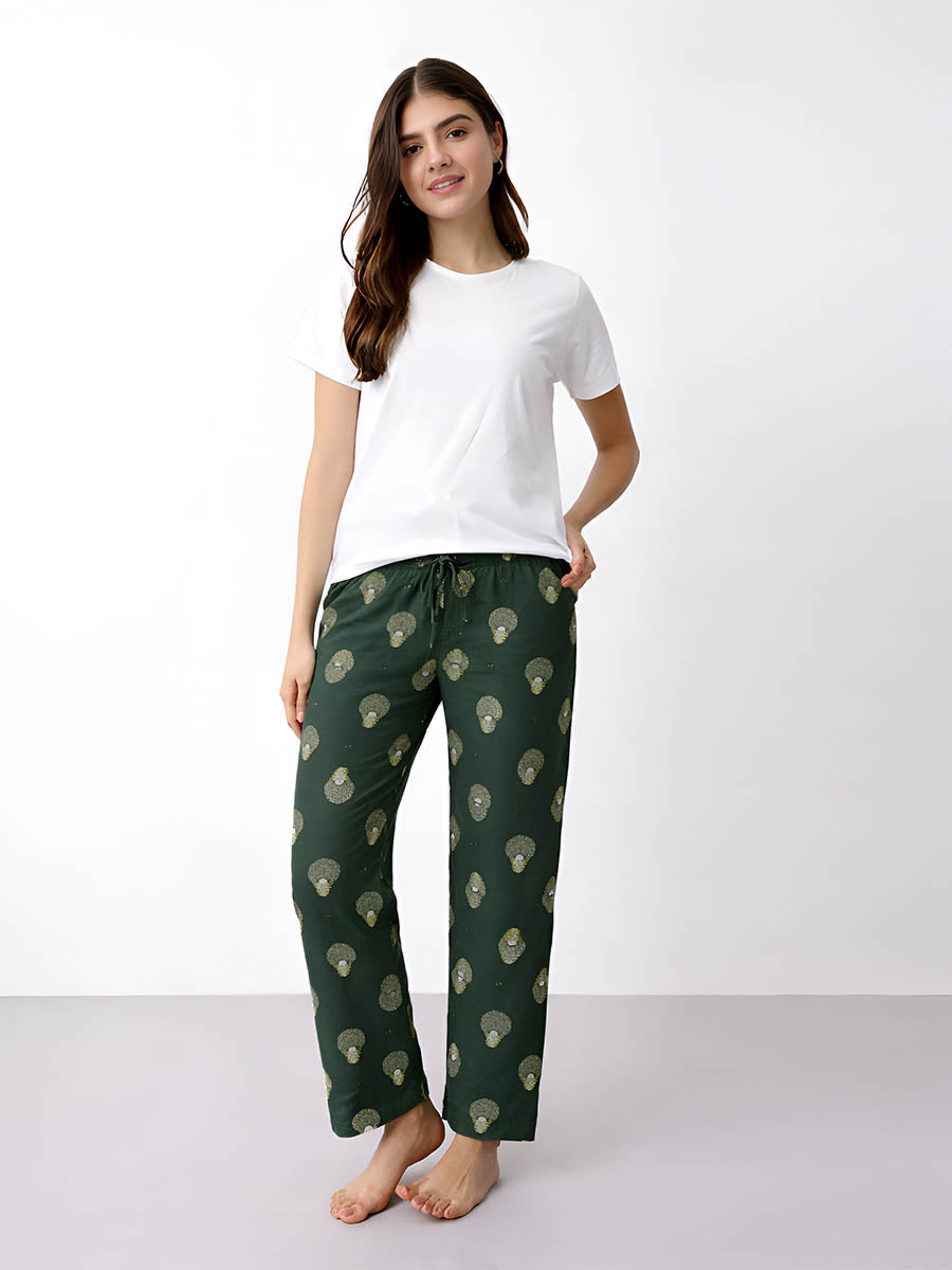 Green AOP Printed Night Pant