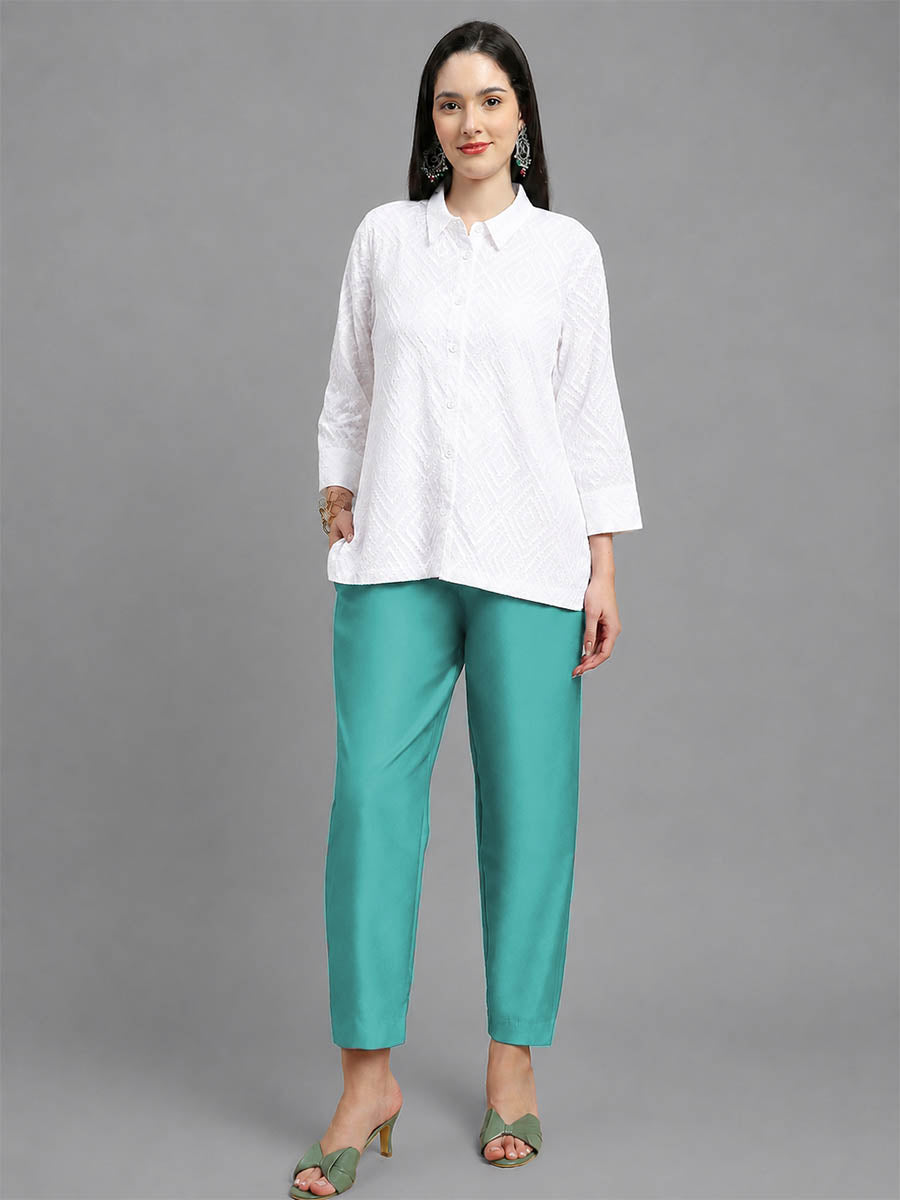 Silky Kurti Pant Cyan
