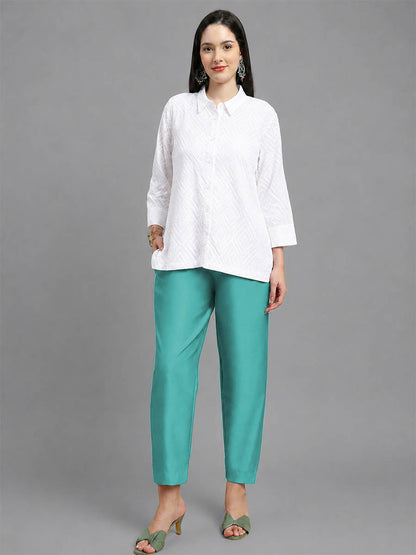 Silky Kurti Pant Cyan
