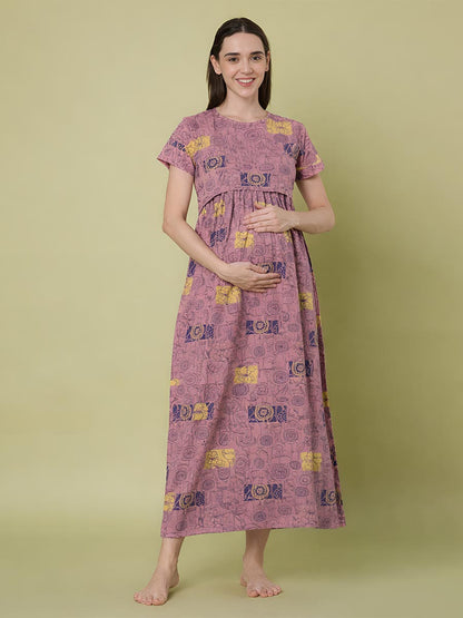 Dusty Pink AOP Printed Maternity