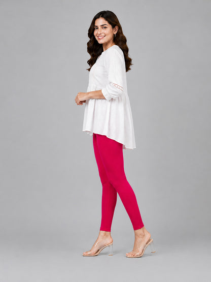 Wild Strawberry Viscose Ankle Leggings