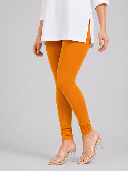 Crimson Yellow Viscose Churidar Leggings