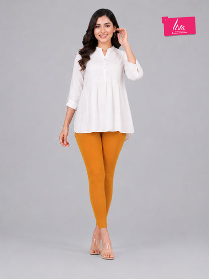Crimson Yellow Viscose Ankle Leggings