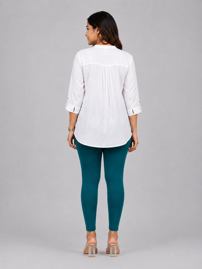 Serene Green Viscose Ankle Leggings
