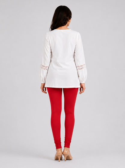 Platonic Red Viscose Churidar Leggings