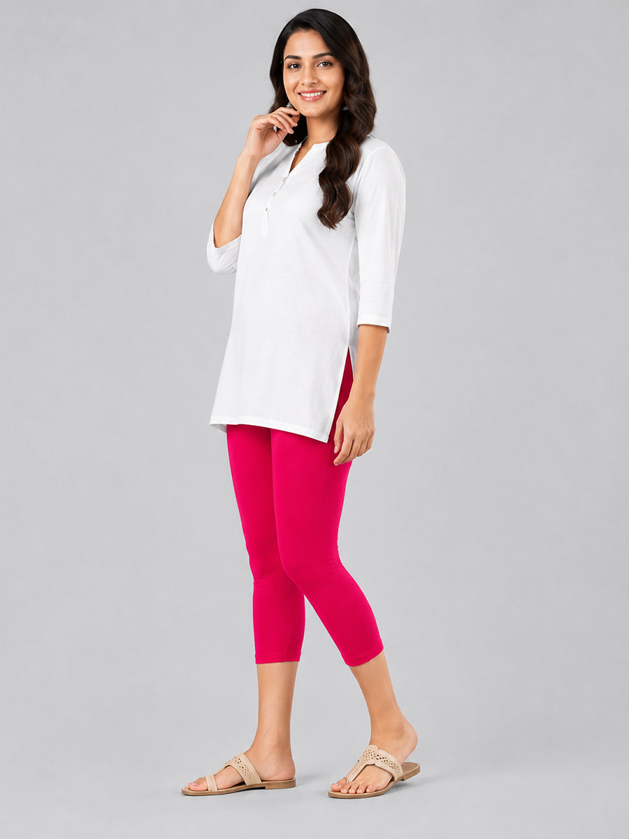 Wild Strawberry Viscose Capri Leggings
