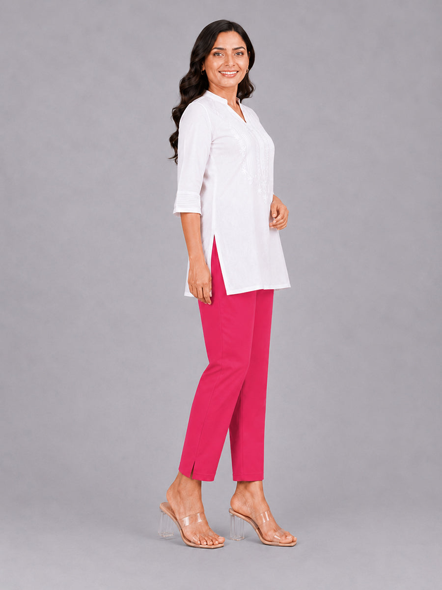 Rani Pink Woven Kurti Pant