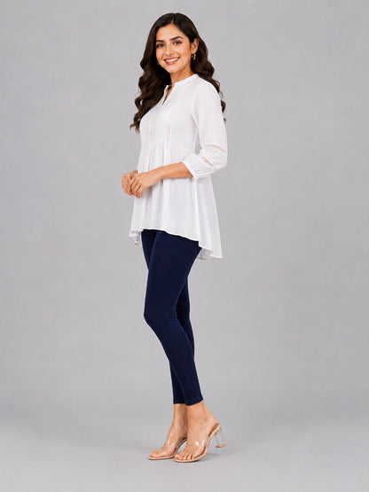 Vintage Blue Viscose Ankle Leggings