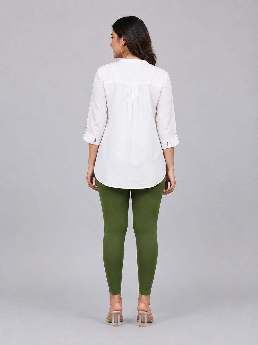 Green Bloom Viscose Ankle Leggings