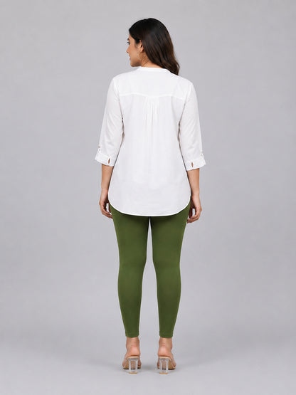 Green Bloom Viscose Ankle Leggings
