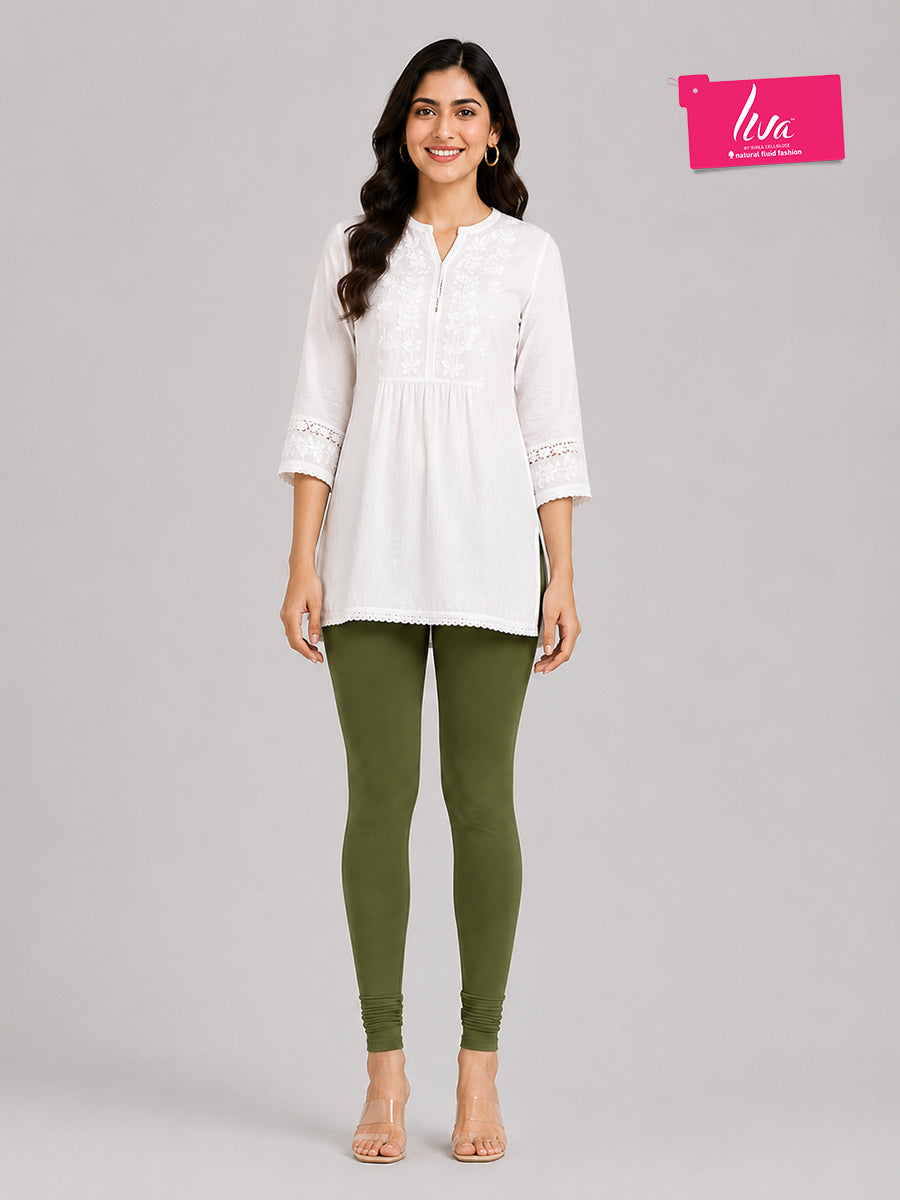 Green Bloom Viscose Churidar Leggings