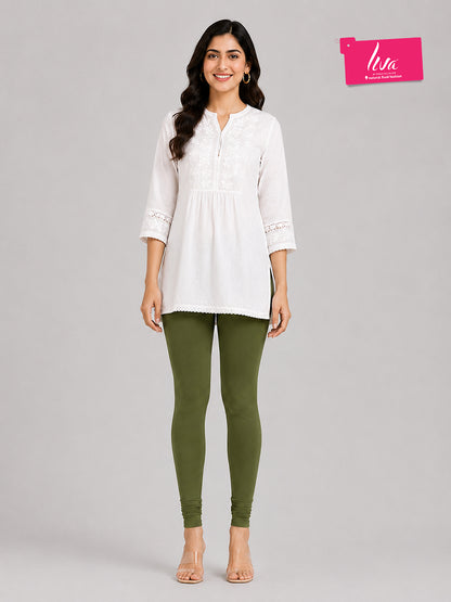 Green Bloom Viscose Churidar Leggings
