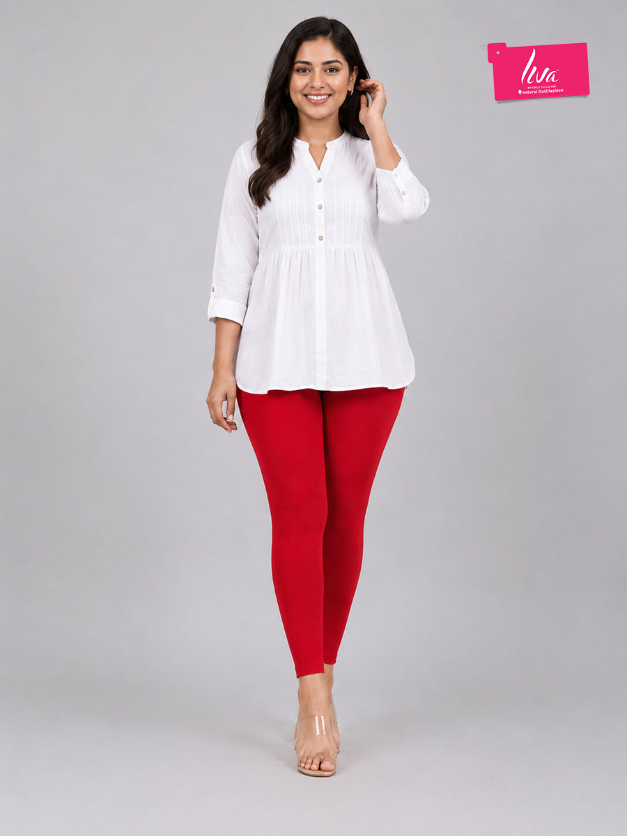 Platonic Red Viscose Ankle Leggings