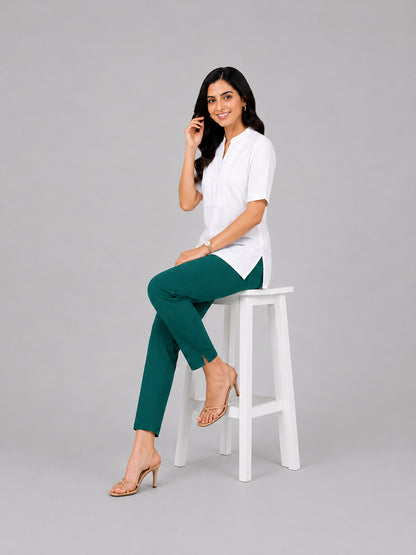 Heavy Rayon Kurti Pant Peacock Green