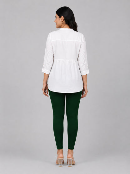 Fantasy Green Viscose Ankle Leggings