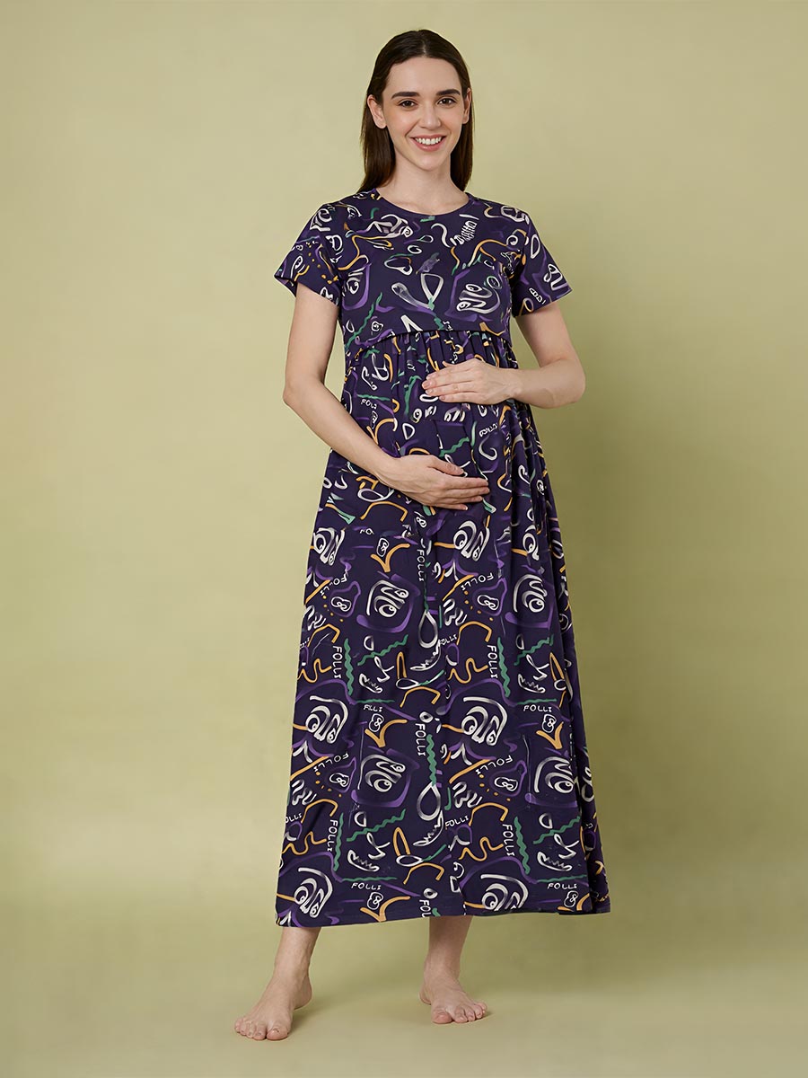 Navy AOP Printed Maternity