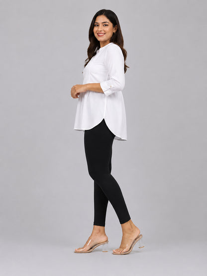 Majestic Black Viscose Ankle Leggings