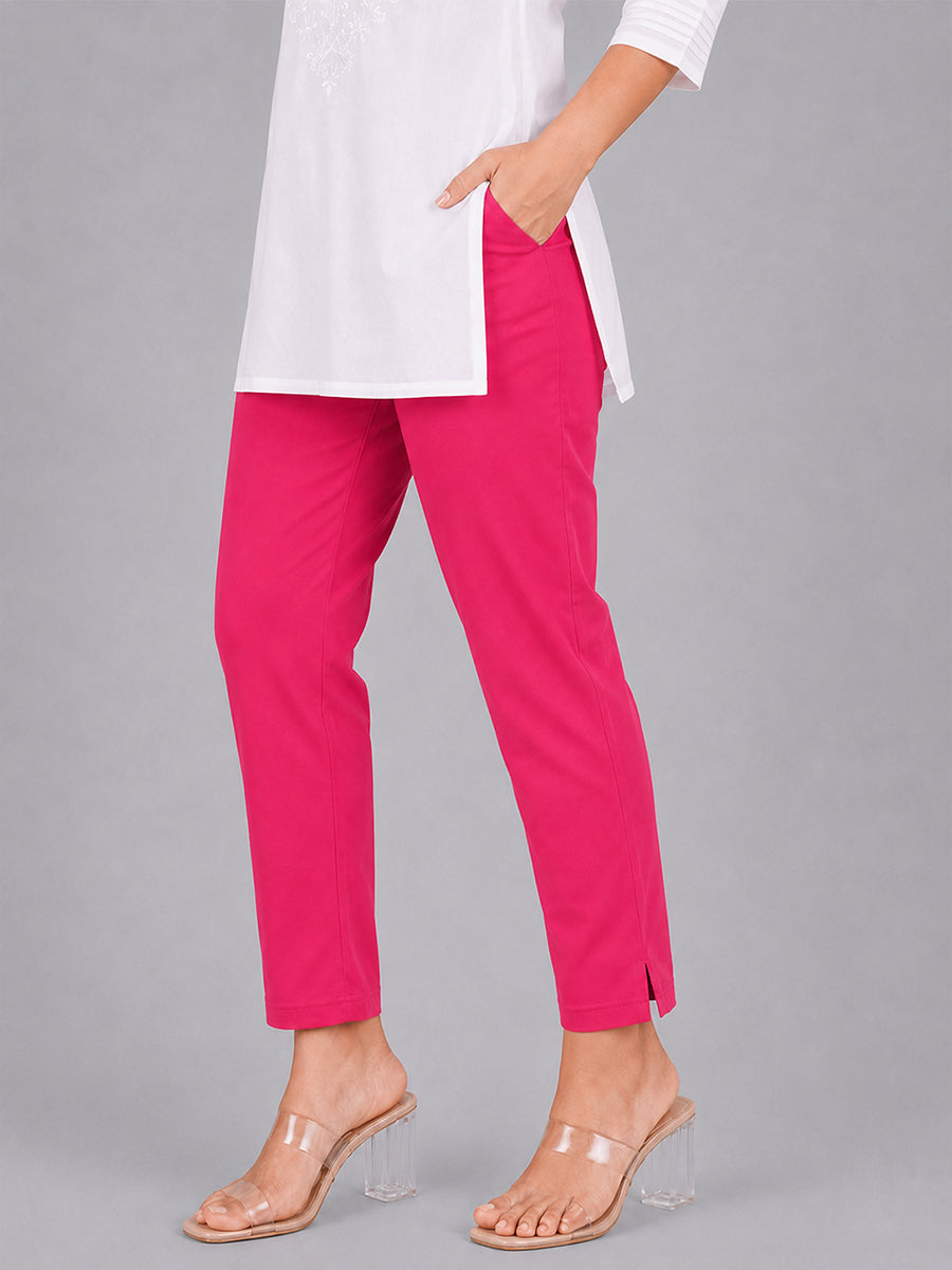 Rani Pink Woven Kurti Pant