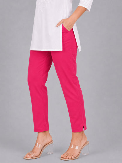 Rani Pink Woven Kurti Pant