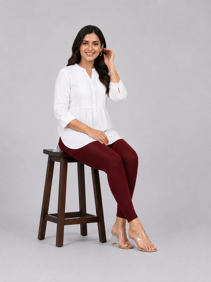 Joy Brown Viscose Ankle Leggings