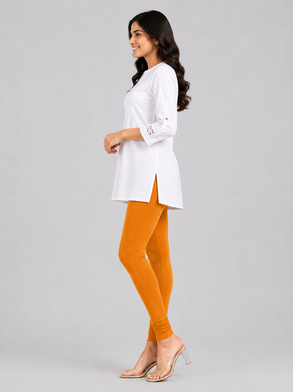 Crimson Yellow Viscose Churidar Leggings