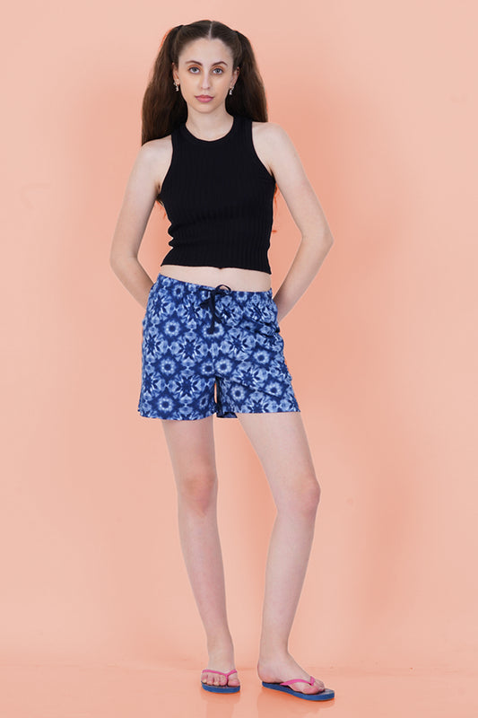 Blue Flower printed Shorts