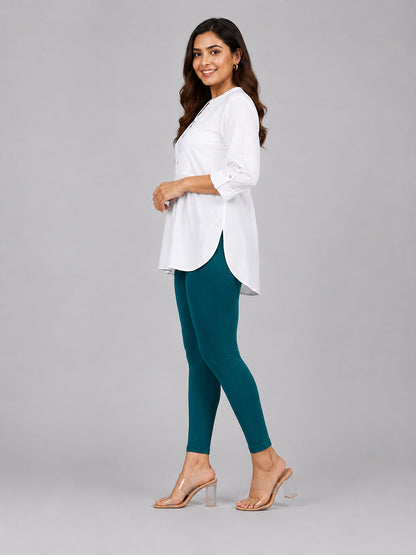Serene Green Viscose Ankle Leggings