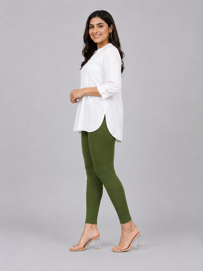 Green Bloom Viscose Ankle Leggings