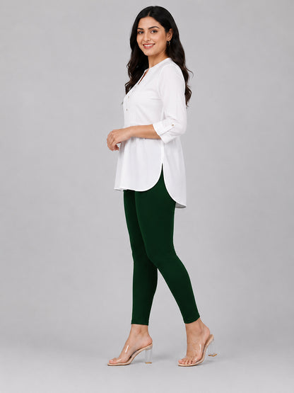 Fantasy Green Viscose Ankle Leggings