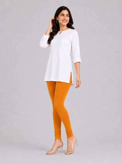 Crimson Yellow Viscose Churidar Leggings