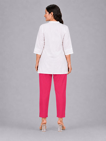 Rani Pink Woven Kurti Pant