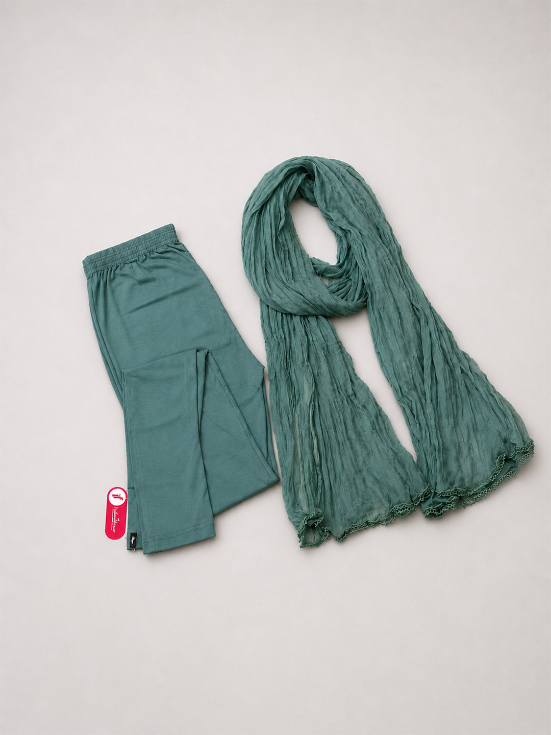 Malachite Green Ankle Leggings with Shawl Combo