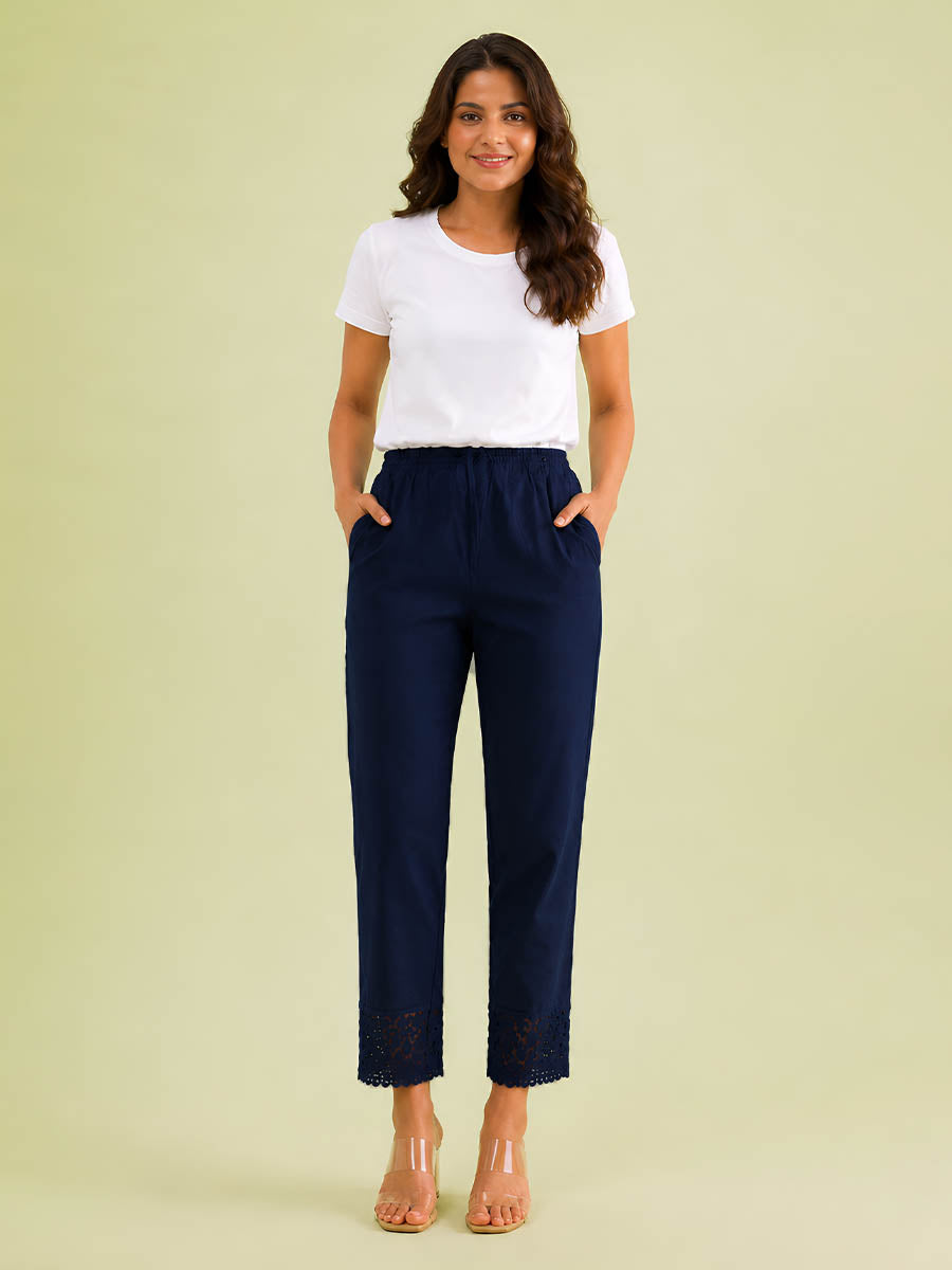 Navy Lace Kurti Pant