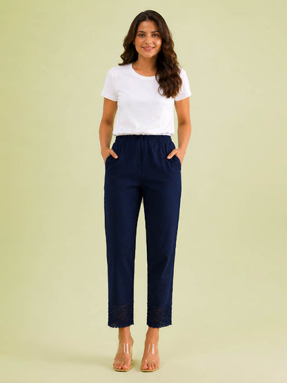 Navy Lace Kurti Pant