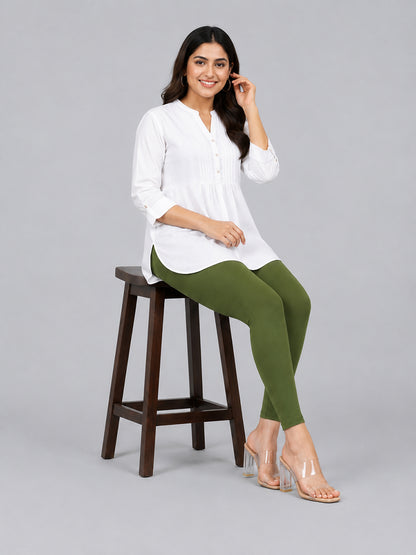Green Bloom Viscose Ankle Leggings