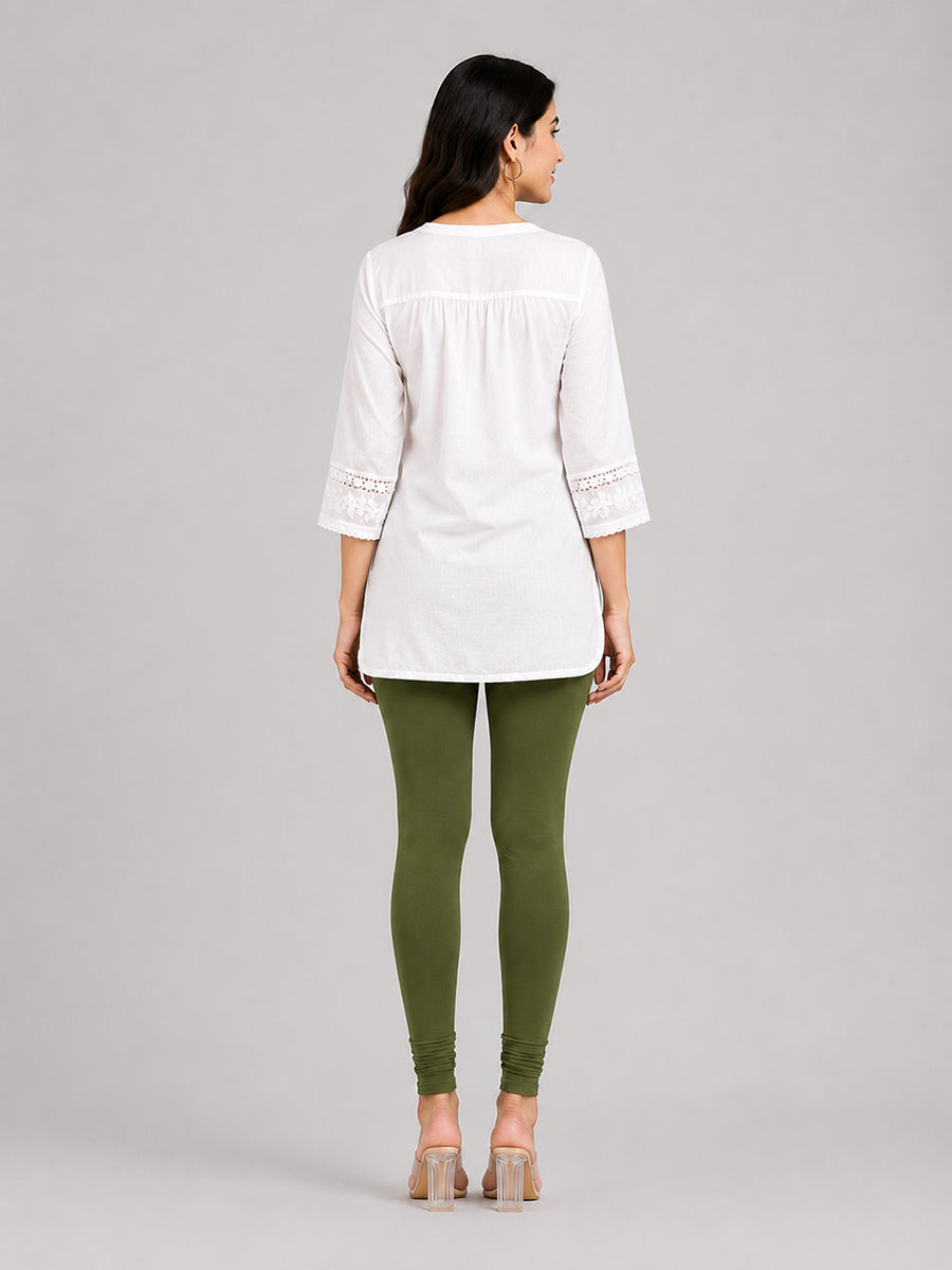 Green Bloom Viscose Churidar Leggings
