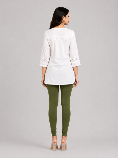 Green Bloom Viscose Churidar Leggings