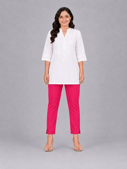 Rani Pink Woven Kurti Pant
