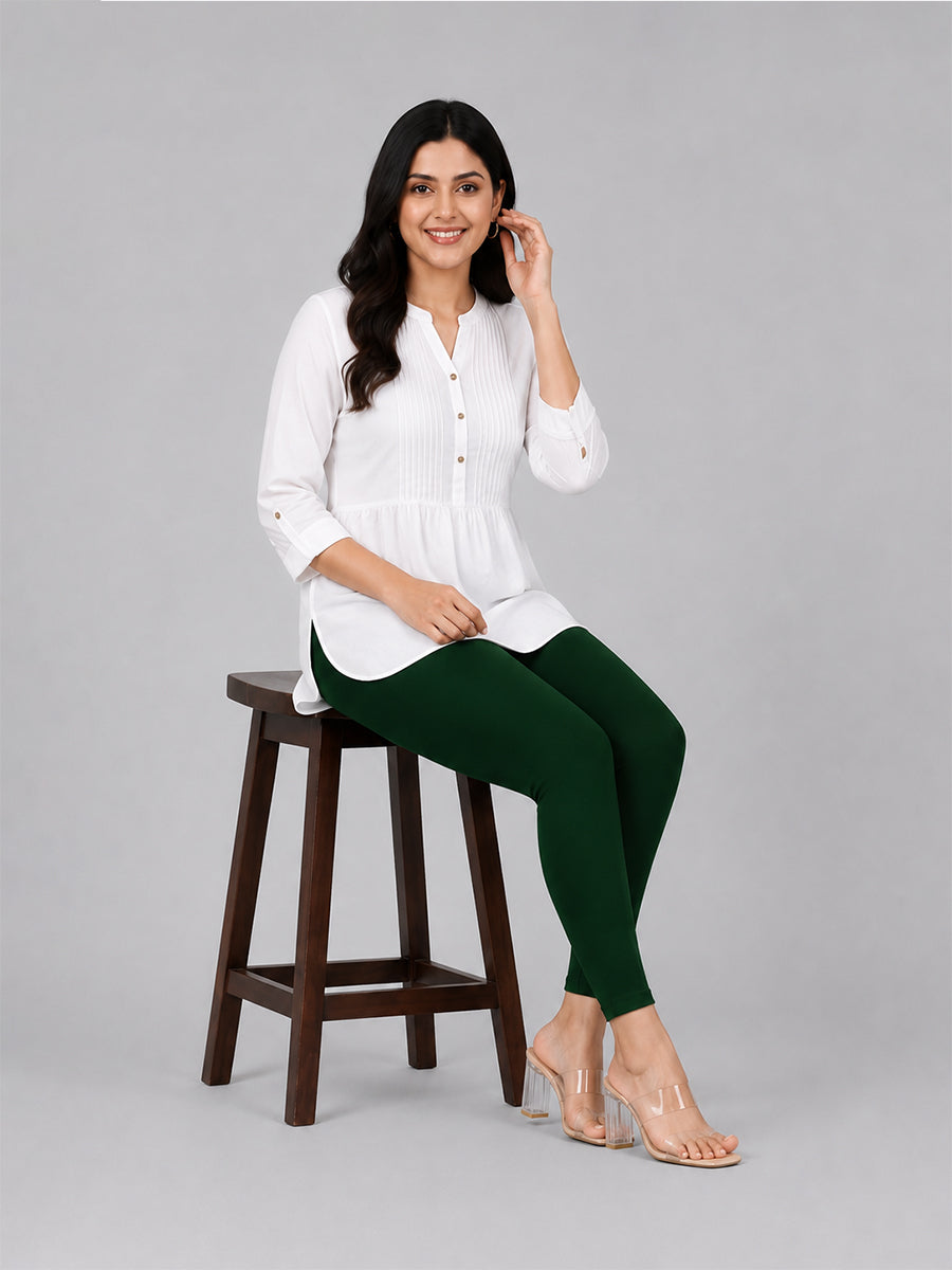 Fantasy Green Viscose Ankle Leggings